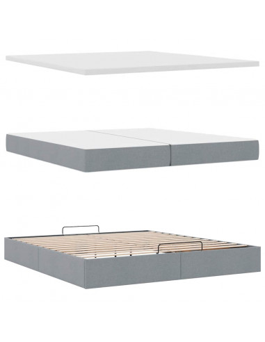 Struttura Letto Pouf con Materassi 200x200 cm in Tessuto