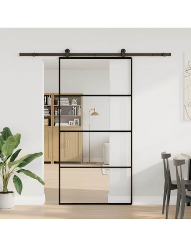 Porta Scorrevole con Ferramenta 102,5x205cm Vetro ESG Alluminio