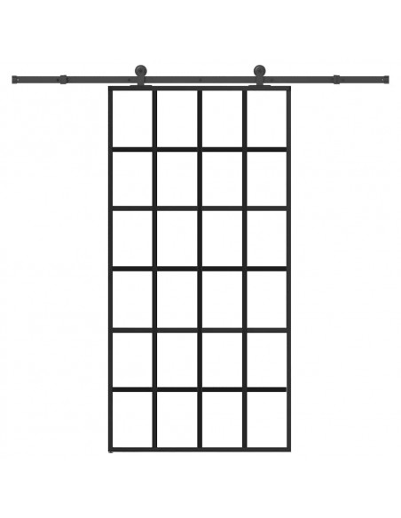 Porta Scorrevole con Ferramenta 102x205 cm Vetro ESG Alluminio