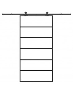 Porta Scorrevole con Ferramenta 102x205 cm Vetro ESG Alluminio