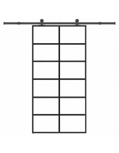 Porta Scorrevole con Ferramenta 102x205 cm Vetro ESG Alluminio