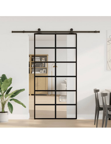 Porta Scorrevole con Ferramenta 102x205 cm Vetro ESG Alluminio