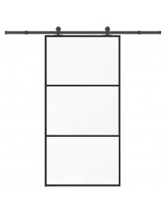 Porta Scorrevole con Ferramenta 102x205 cm Vetro ESG Alluminio