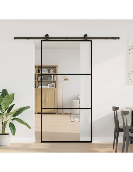 Porta Scorrevole con Ferramenta 102x205 cm Vetro ESG Alluminio