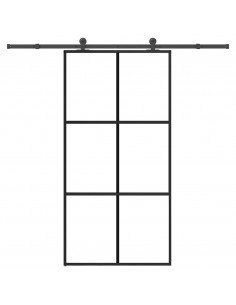 Porta Scorrevole con Ferramenta 102x205 cm Vetro ESG Alluminio