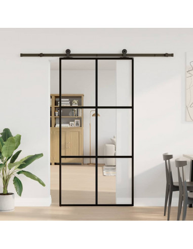 Porta Scorrevole con Ferramenta 102x205 cm Vetro ESG Alluminio