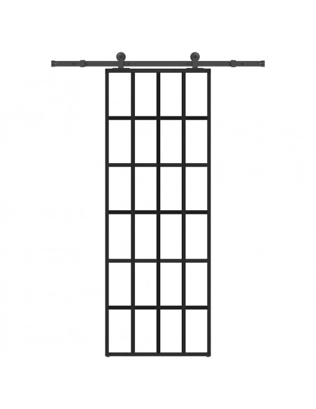 Porta Scorrevole con Ferramenta 76x205cm Vetro ESG Alluminio