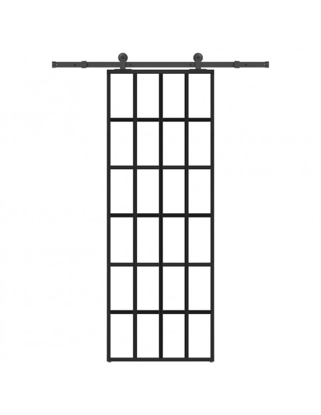 Porta Scorrevole con Ferramenta 76x205cm Vetro ESG Alluminio