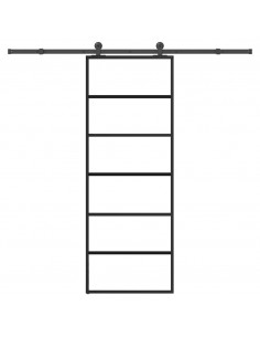 Porta Scorrevole con Ferramenta 76x205cm Vetro ESG Alluminio