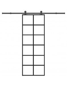 Porta Scorrevole con Ferramenta 76x205cm Vetro ESG Alluminio