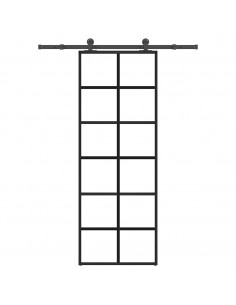 Porta Scorrevole con Ferramenta 76x205cm Vetro ESG Alluminio