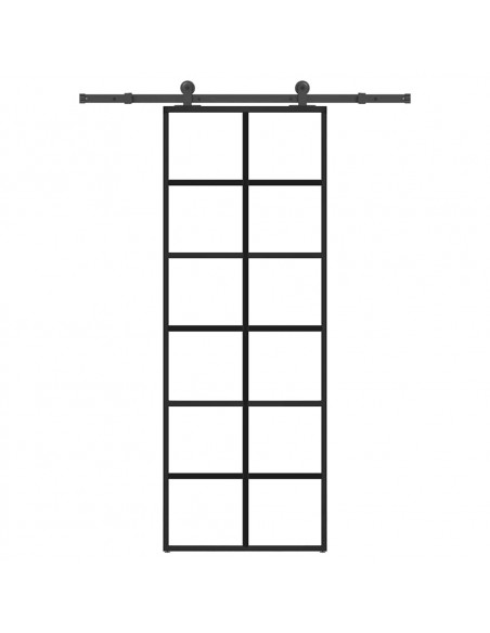Porta Scorrevole con Ferramenta 76x205cm Vetro ESG Alluminio