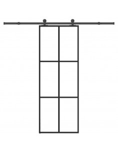 Porta Scorrevole con Ferramenta 76x205cm Vetro ESG Alluminio