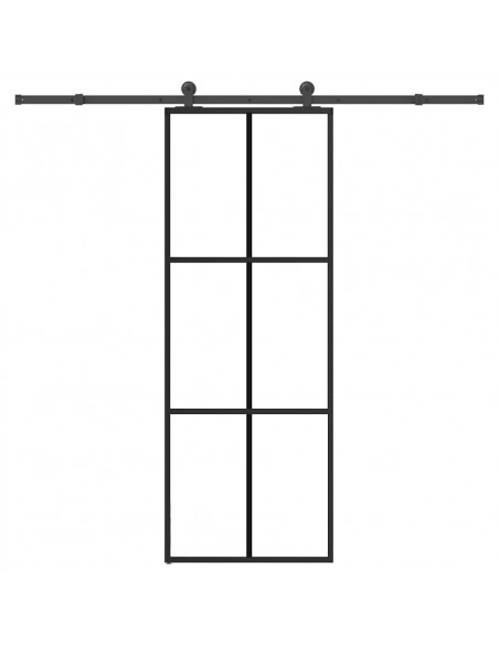 Porta Scorrevole con Ferramenta 76x205cm Vetro ESG Alluminio