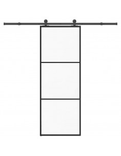 Porta Scorrevole con Ferramenta 76x205cm Vetro ESG Alluminio