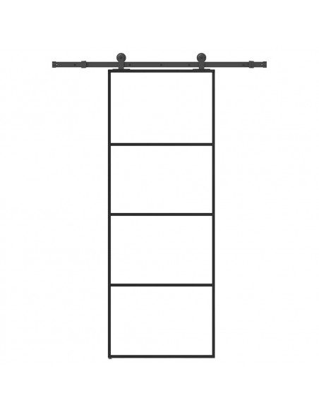 Porta Scorrevole con Ferramenta 76x205cm Vetro ESG Alluminio