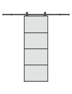 Porta Scorrevole con Ferramenta 76x205cm Vetro ESG Alluminio