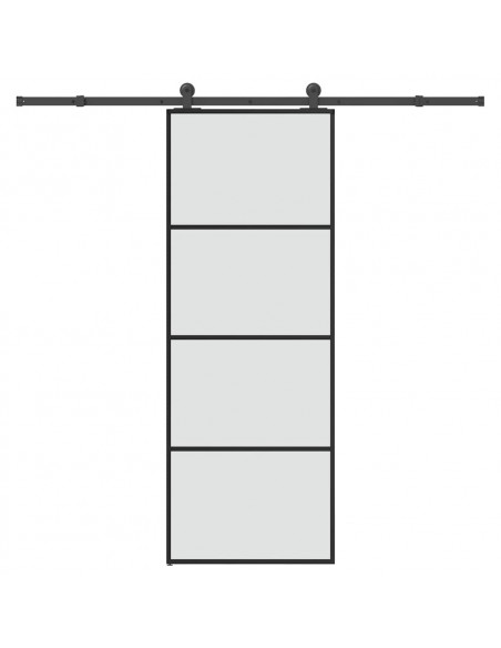 Porta Scorrevole con Ferramenta 76x205cm Vetro ESG Alluminio