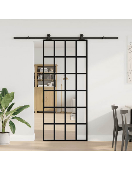 Porta Scorrevole con Ferramenta 90x205cm Vetro ESG Alluminio