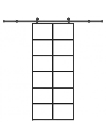 Porta Scorrevole con Ferramenta 90x205cm Vetro ESG Alluminio