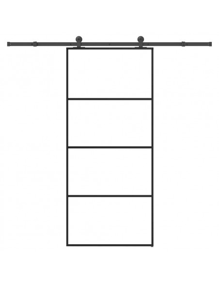 Porta Scorrevole con Ferramenta 90x205cm Vetro ESG Alluminio