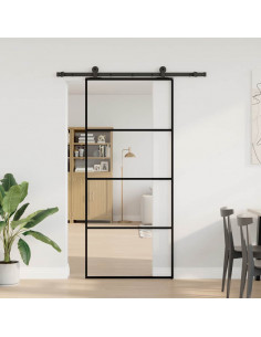 Porta Scorrevole con Ferramenta 90x205cm Vetro ESG Alluminio 2