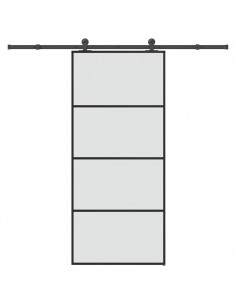 Porta Scorrevole con Ferramenta 90x205cm Vetro ESG Alluminio