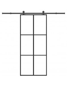 Porta Scorrevole con Ferramenta 90x205cm Vetro ESG Alluminio