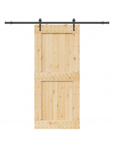 Porta Scorrevole con Set Hardware 100x210cm Legno Massello Pino