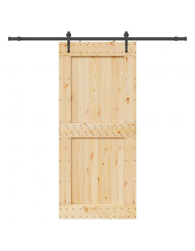 Porta Scorrevole con Set Hardware 100x210cm Legno Massello Pino