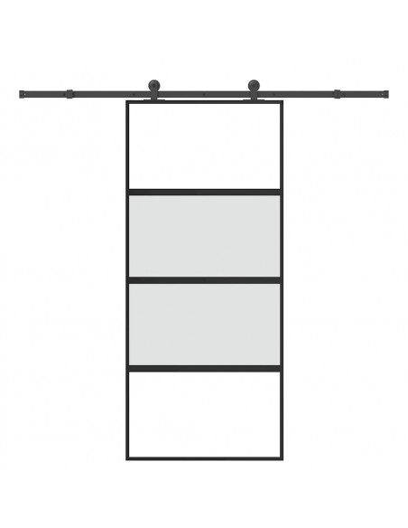 Porta Scorrevole Ferramenta 90x205 cm Vetro Temperato Alluminio