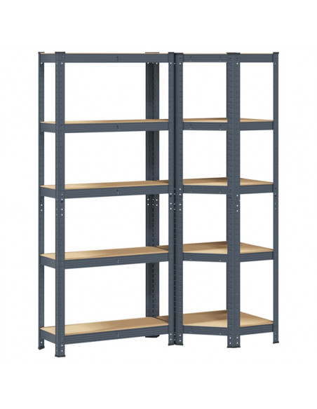 Scaffali 5 Ripiani 2 pz Antracite Acciaio e Legno Multistrato