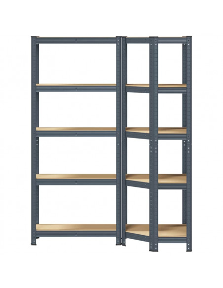 Scaffali 5 Ripiani 2 pz Antracite Acciaio e Legno Multistrato