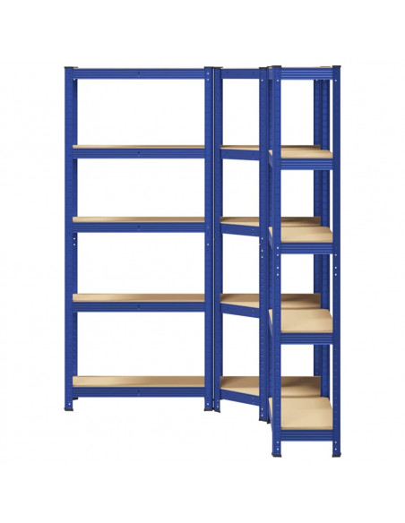 Scaffali a 5 Ripiani 3 pz Blu in Acciaio e Legno Multistrato