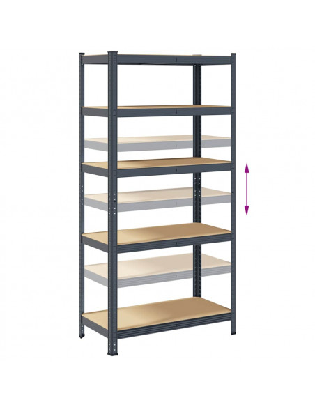Scaffali Resistenti 5 Ripiani 2pz Antracite Acciaio&Multistrato