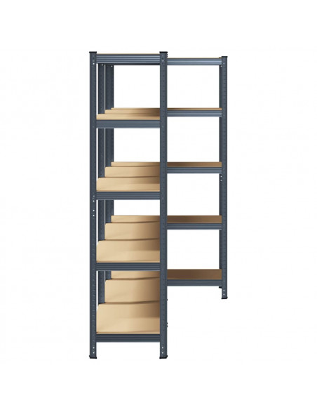 Scaffali Resistenti 5 Ripiani 3pz Antracite Acciaio&Multistrato