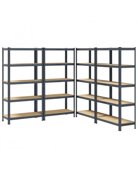 Scaffali Resistenti 5 Ripiani 4pz Antracite Acciaio&Multistrato