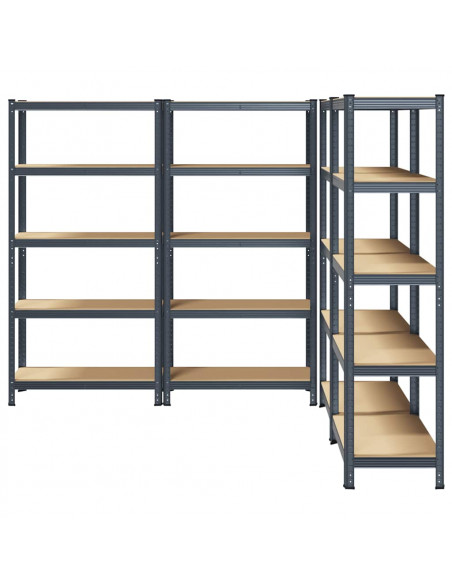 Scaffali Resistenti 5 Ripiani 4pz Antracite Acciaio&Multistrato