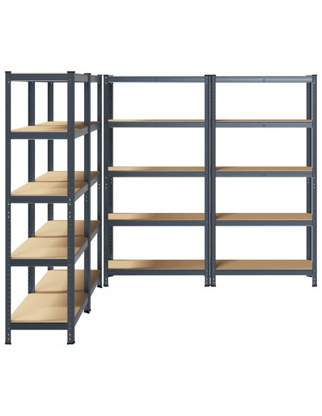 Scaffali Resistenti 5 Ripiani 4pz Antracite Acciaio&Multistrato