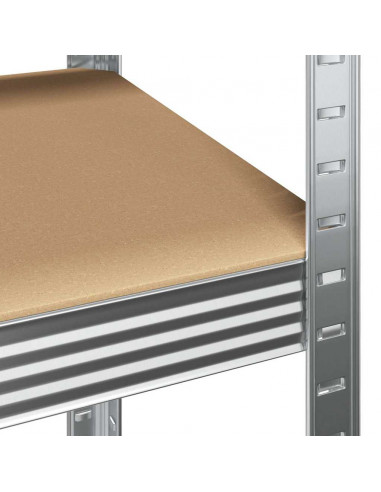 Scaffali Resistenti 5 Strati 2 pz Argento Acciaio e Multistrato