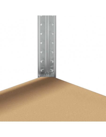 Scaffali Resistenti 5 Strati 2 pz Argento Acciaio e Multistrato