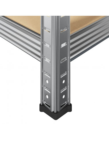 Scaffali Resistenti 5 Strati 2 pz Argento Acciaio e Multistrato