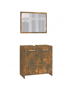Set di Mobili da Bagno Rovere Fumo in Legno Multistrato
