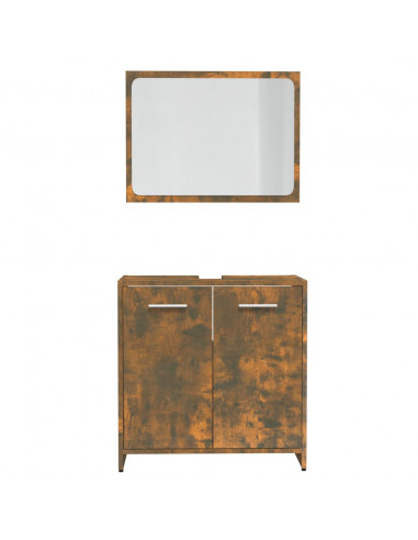 Set di Mobili da Bagno Rovere Fumo in Legno Multistrato
