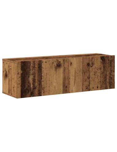 Set Mobile TV 7 pz Montato a Parete Legno Antico in Truciolato