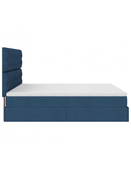 Struttura Letto Pouf con Materasso Blu 180x200cm in Tessuto