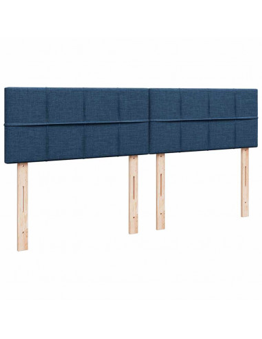 Struttura Letto Pouf con Materasso Blu 160x200 cm in Tessuto