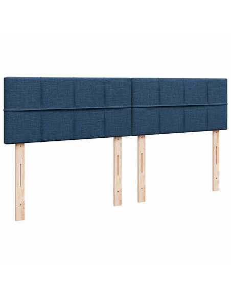 Struttura Letto Pouf con Materasso Blu 160x200 cm in Tessuto
