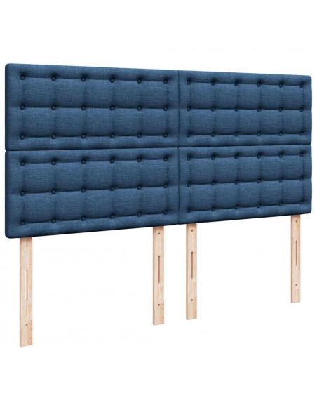 Struttura Letto Pouf con Materasso Blu 160x200 cm in Tessuto