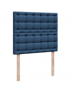 Struttura Letto Pouf con Materasso Blu 120x200 cm in Tessuto